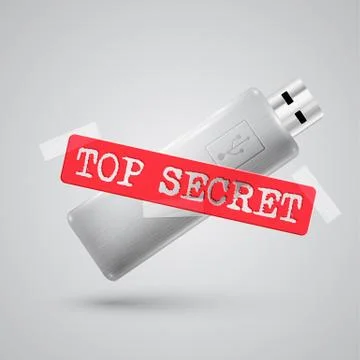 A metal pendrive with a warning sign. Stock Illustration