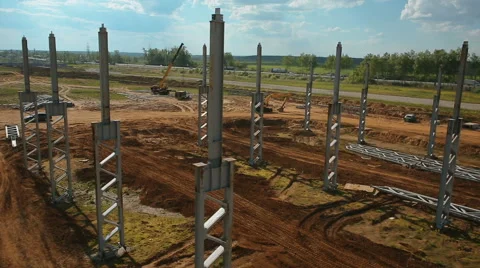Metal piles for the Foundation Stock Footage 64480605
