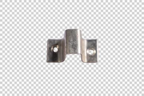 Metal pipe bracket clip hardware element on a transparent background front .. Stock Photos
