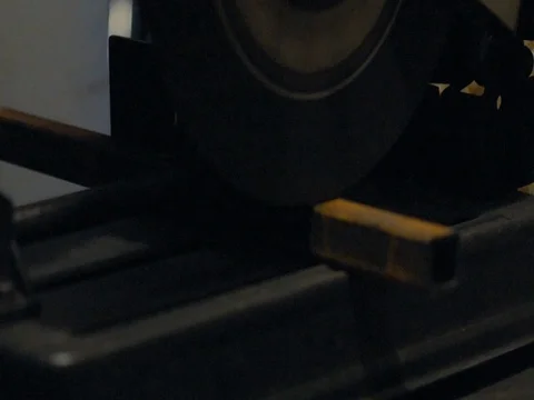 Metal pipe cutting using power saw blade Stock Footage 77918825