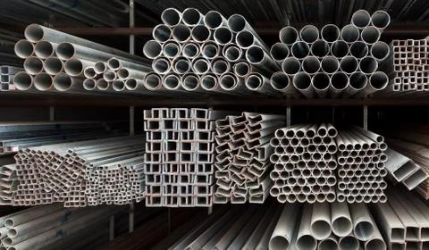 Metal pipe stack Stock Photos