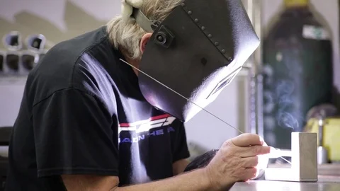 Metal Pipe Welding in Slow Motion Stock Footage 82442061