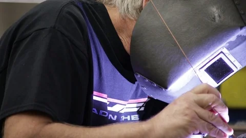 Metal Pipe Welding in Slow Motion Stock Footage 82442076