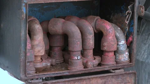 Metal pipes in the form of a half-branch. Stock Footage 336862791