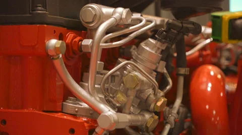 Metal Pipes in a Modern Powerful Engine of the Tractor Truck Stock Footage 68600953