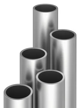 Metal pipes on warehouse. 3d rendering illustration. Illustrazione stock