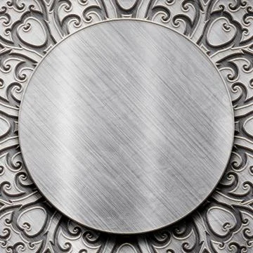Metal Plate with carved pattern Illustrazione stock