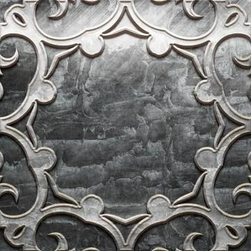 Metal Plate with carved pattern Illustrazione stock