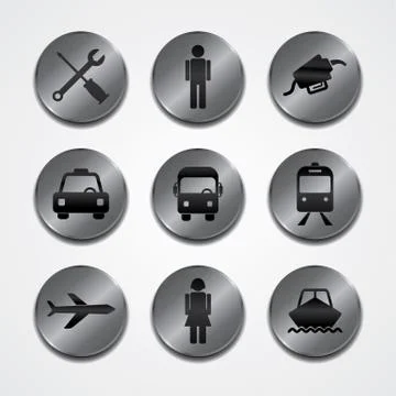Metal plate theme icon button set Illustrazione stock