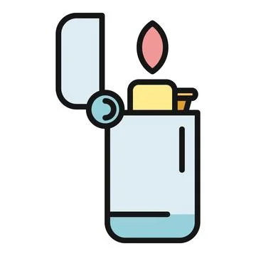 Metal pocket lighter igniting flame isolated icon Stock Illustration