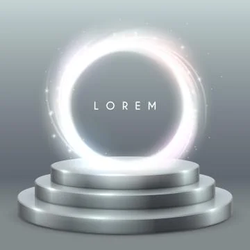 Metal podium with circle light effect Stock Illustration
