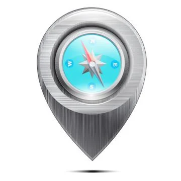 Metal pointer with a compass, isolated on a white background. Vector Stock Illustration