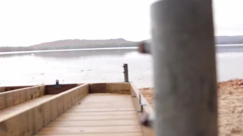 Metal Pole with Lake Stock Footage 147628806