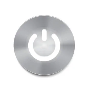 Metal power button with white light vector Illustrazione stock