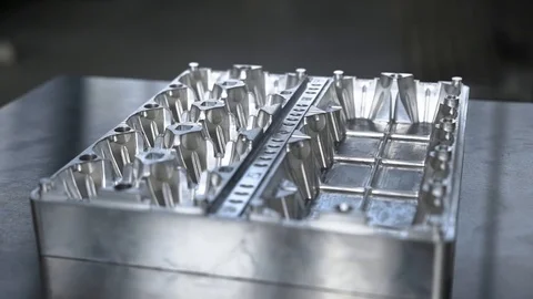 Metal Press form for coffee cups close up Stock Footage 98544075