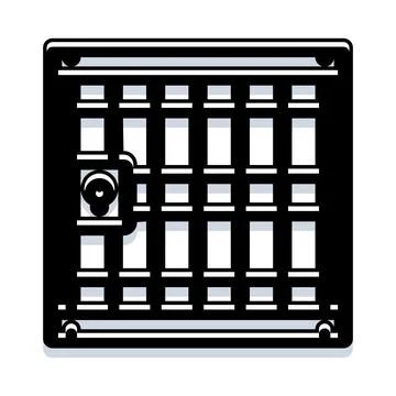 Metal prison bars closing jail cell door Stock Illustration