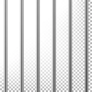 Metal Prison Bars Vector. Isolated On Transparent Background. Realistic Steel Ilustración de archivo