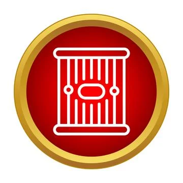 Metal prison cell bars icon set on red Stock Illustration
