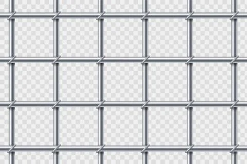 Metal prison cell bars. Template isolated on a transparent background Stock Illustration