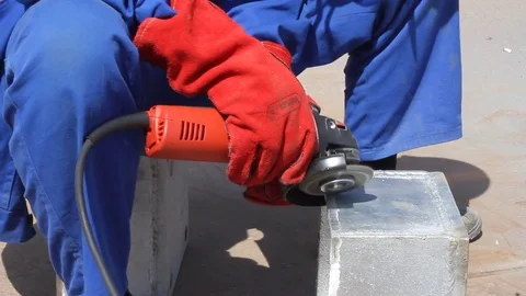 Metal processing, angle grinder Video stock 79133527