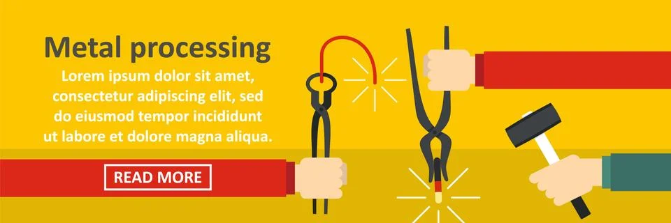 Metal processing banner horizontal concept Stock Illustration