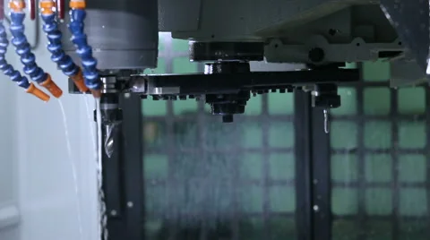 Metal processing on CNC with a hydraulic system Stock Footage 57458351