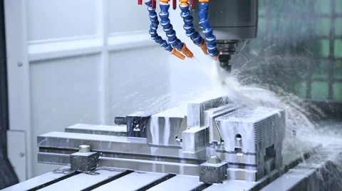 Metal processing on CNC with a hydraulic system Stock Footage