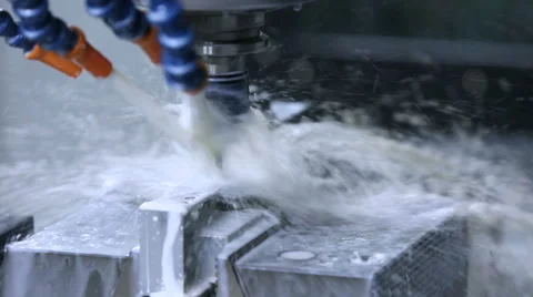 Metal processing on CNC with a hydraulic system. Drilling metal Video stock 57462627
