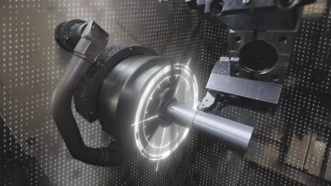 Metal processing on a cnc machine concept. Visualization Creating a metal part Stock Footage 274473137