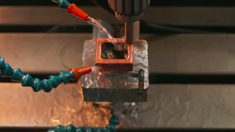 Metal processing on a cnc machine. Creation of a metal part on a CNC machine. Stock Footage 246954817