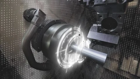 Metal processing on a cnc machine. Creation of a metal part on a CNC machine Stock Footage 274473147