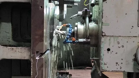 Metal processing on a cnc machine Stock Footage 273832613