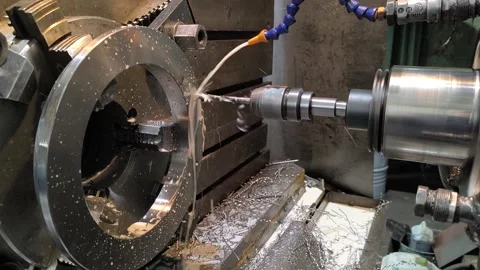 Metal processing on a cnc machine Stock Footage 275742379