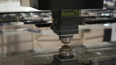 Metal processing. Cut sheet metal. Industrial laser cutter. Video stock 105245415