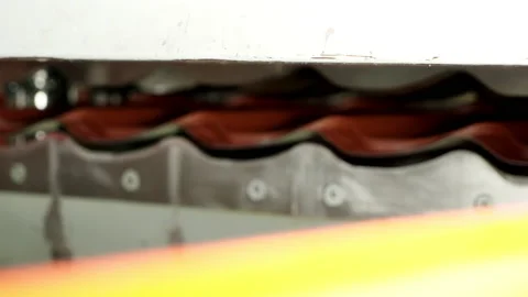Metal processing. Cutting on sheets of metal on a special machine. Close up Stock Footage 196933161