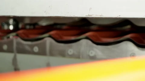 Metal processing. Cutting on sheets of metal on a special machine. Close up Stock Footage 197321691