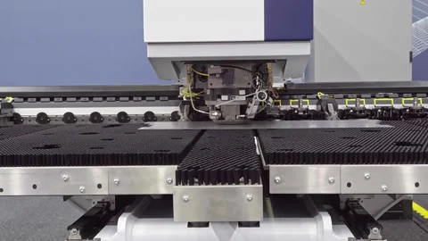 Metal processing equipment,demonstration of the punching machine Stock Footage 154963616