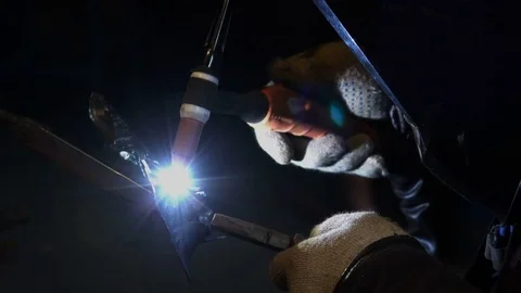Metal processing in the forge. Argon welding copper. Video stock 72903652