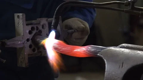 Metal processing in the forge. The heating and shaping. Video stock 72903758