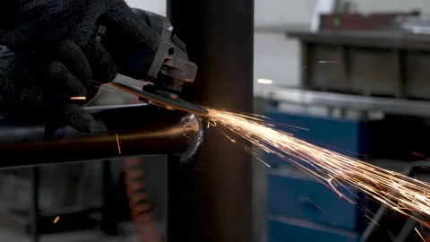 Metal processing with a grinder 스톡 동영상 243968533
