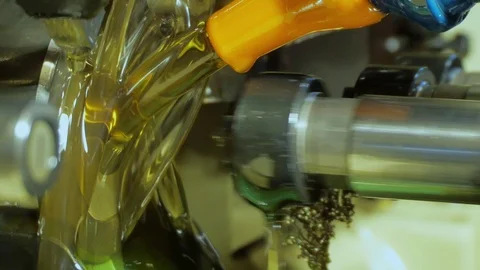 Metal processing on a lathe. Close-up. Stock Footage 69934357