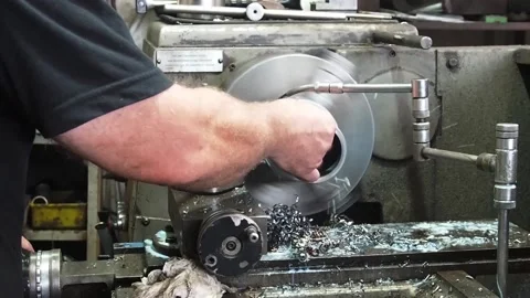 Metal processing on a lathe Stock Footage 99789497