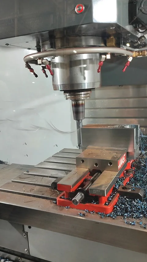 Metal processing machine Machining center CNC vertical machining center Vertical Stock Footage 323765361