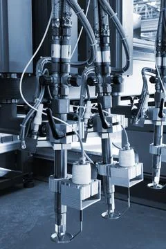 Metal processing in modern factory Stock Photos