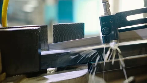 Metal processing in production, milling, grinding, cutting, in production. Stock Footage 146545328