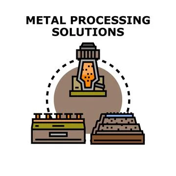 Metal processing solutions concept for industrial metallurgy production Stock Illustration