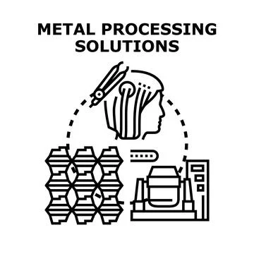 Metal processing solutions concept for industrial production Stock Illustration