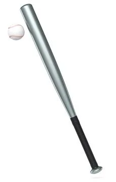 Metal professional softball or baseball bat and ball isolated on white. Stock Illustration