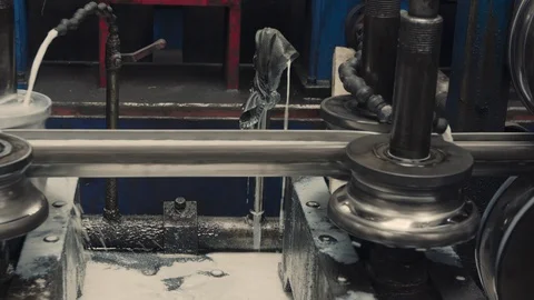 Metal profile forming machine. Sheet metal processing. Stock-Footage 120982775