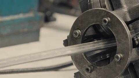 Metal profile forming machine. Sheet metal processing. Stock Footage 121191709